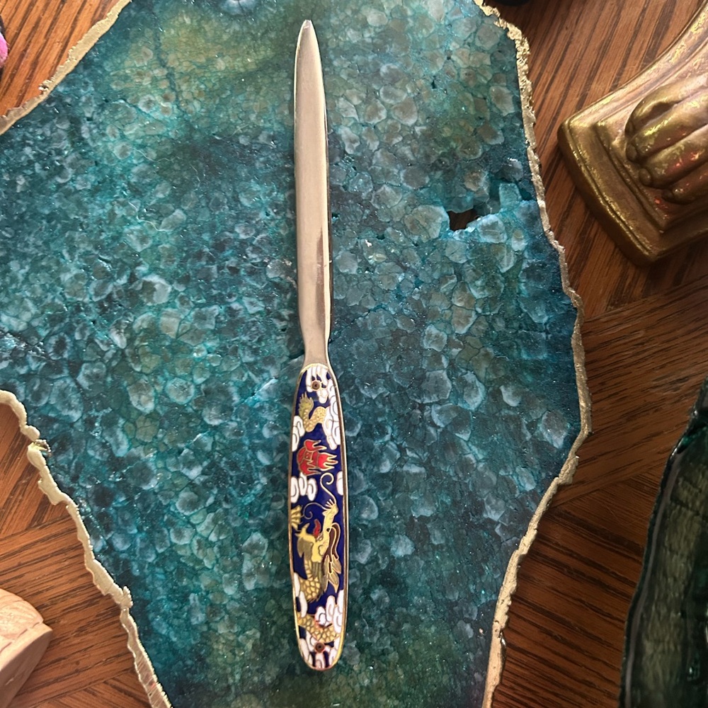Vintage Cloisonné Letter Opener with Dragon Motif